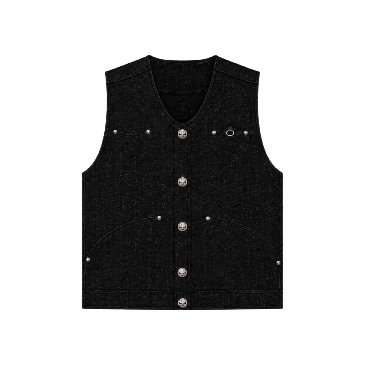 EIDO Leather-Back Vest in black — front view