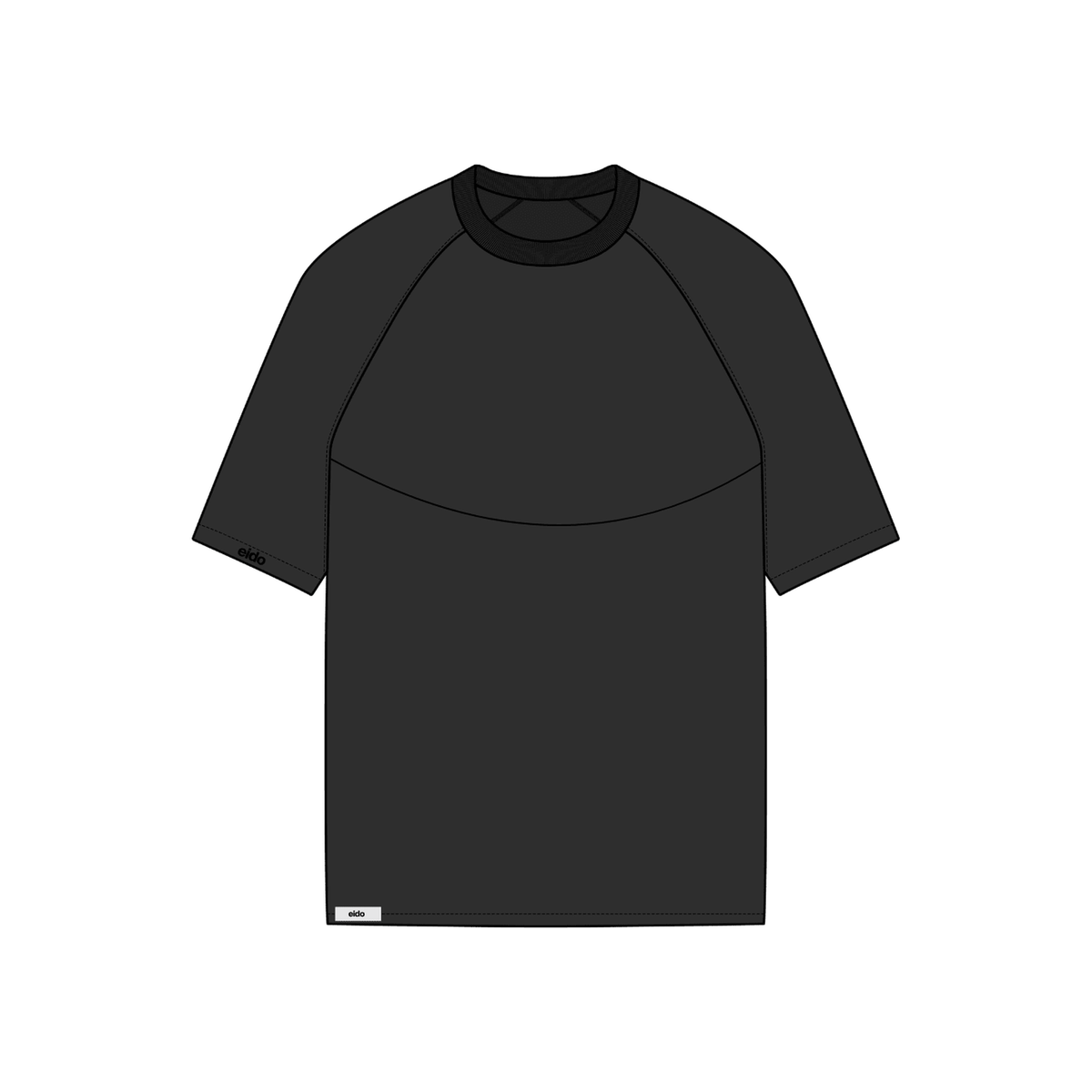 EIDO Raglan SS Tee in black — front view